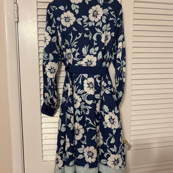 TIE WAIST SHIRTDRESS - DELIGHTFUL FLORAL TALBOTS - Picture 2 of 7